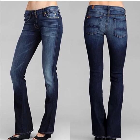 7 For All Mankind Kaylie Jeans Dark Wash Blue Slim & Sexy Bootcut Size 28 - Picture 1 of 10